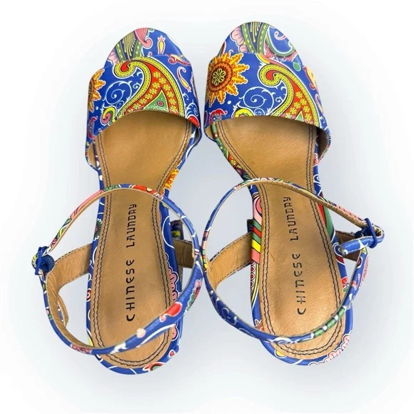 NWOT Chinese Laundry Women’s Abie Paisley Platform Psychedelic Chunky Heels - Picture 6 of 15